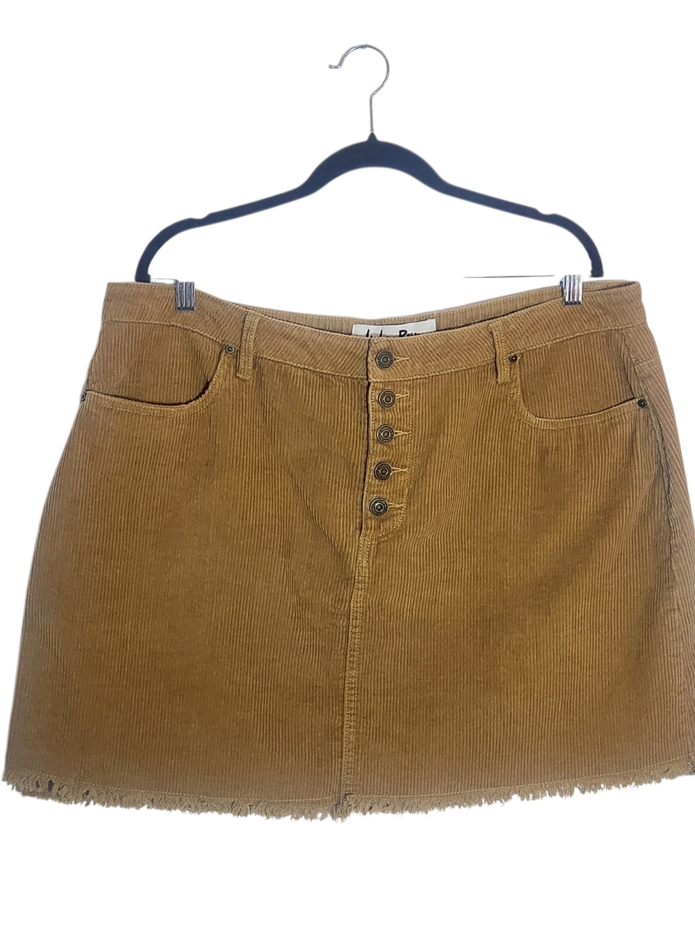 Indigo Rein Raw Edge Brown Corduroy Mini Skirt Size 18